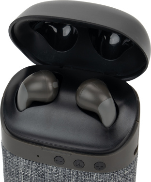Logotrade profilreklam bild: Bluetooth-högtalare HF01 med inbyggda hörlurar 2 i 1