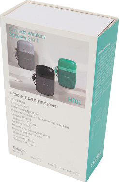 Logotrade kampanjprodukter bild: Bluetooth-högtalare HF01 med inbyggda hörlurar 2 i 1
