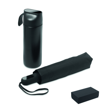 Logotrade profilreklam bild: Paraply + flaska presentset