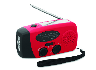 Logotrade presentreklam bild: Bärbar radioSOS med LED-ficklampa
