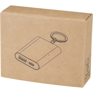 Logotrade presentreklam bild: Arcturus 2 000 mAh powerbank i återvunnet aluminium med nyckelring